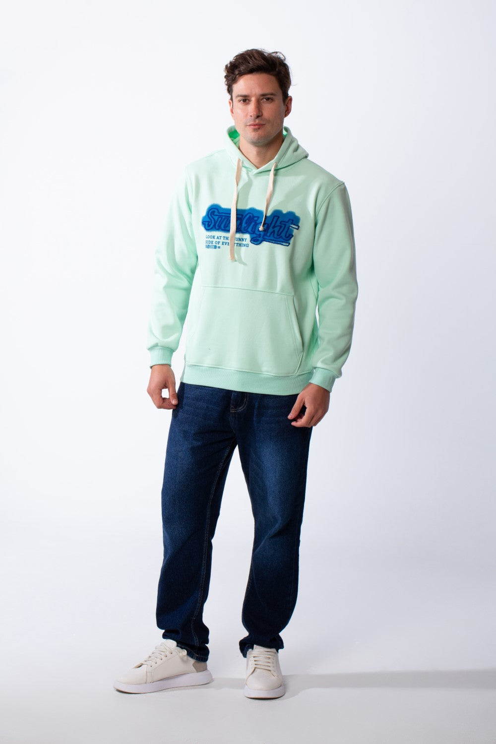 Men's Drawstring Hood Front Kangaroo Pockets Bold Graphic Text Print Everyday Practicality Modern Sweatshirt