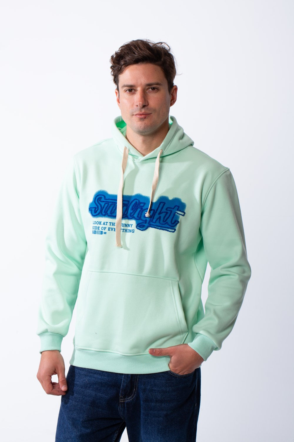 Men's Drawstring Hood Front Kangaroo Pockets Bold Graphic Text Print Everyday Practicality Modern Sweatshirt