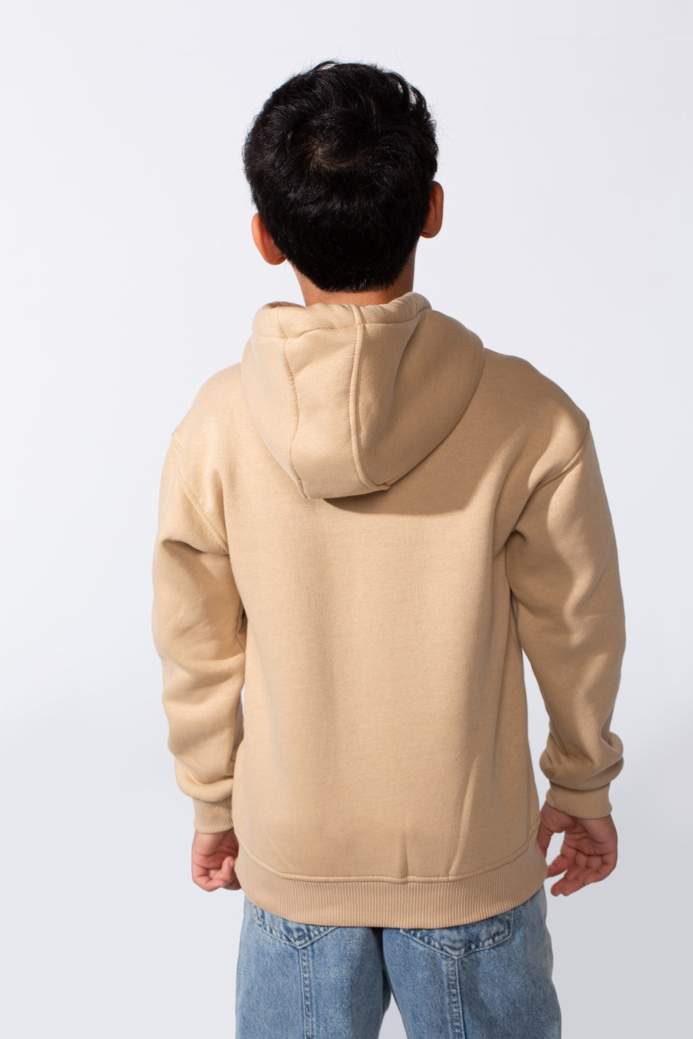 Boy's Long Sleeve Kangaroo Pocket With Front Letter Print Oversize Soft Melton Fabric For Relaxed Fit Everyday Wear Hooded Sweatshirt