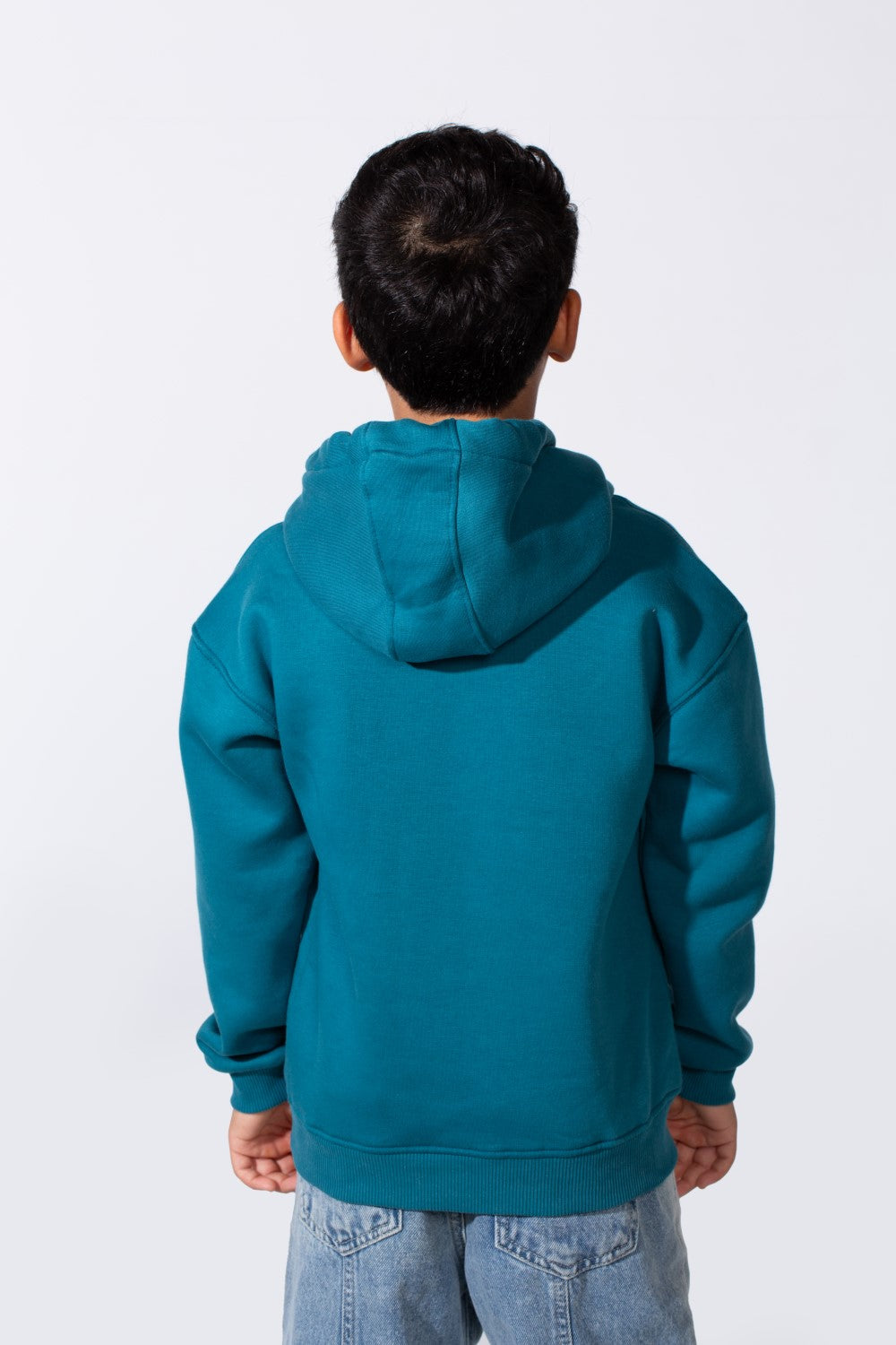 Boy's Long Sleeve Kangaroo Pocket With Front Letter Print Oversize Soft Melton Fabric For Relaxed Fit Everyday Wear Hooded Sweatshirt
