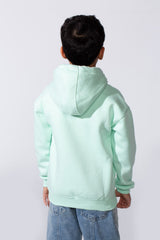 Boy's Long Sleeve Kangaroo Pocket With Front Letter Print Oversize Soft Melton Fabric For Relaxed Fit Everyday Wear Hooded Sweatshirt