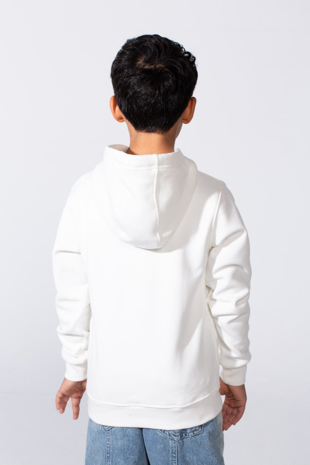 Boy's Long Sleeve Kangaroo Pocket With Front Letter Print Oversize Soft Melton Fabric For Relaxed Fit Everyday Wear Hooded Sweatshirt