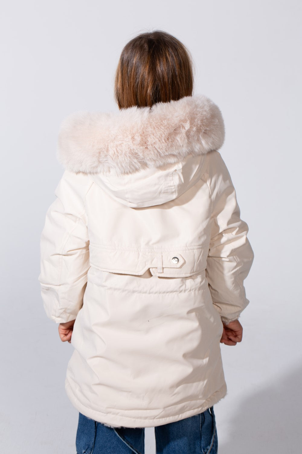 Girl's Long Sleeve Double Face With Fur Hood High Warm Two Look Waterproof Jacket