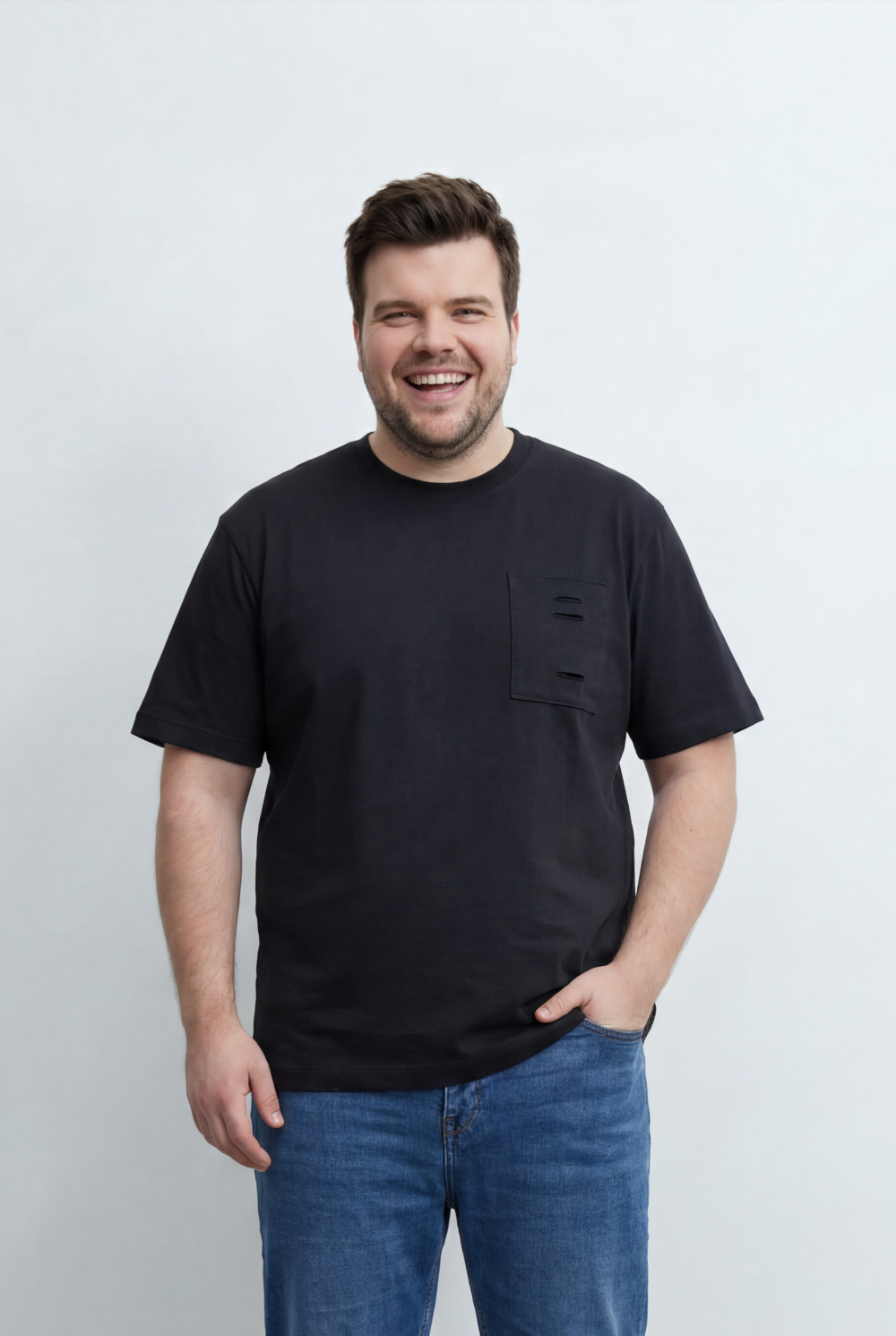 Men’s Tomato Store Big Size T-Shirt Utility Inspired Chest Pocket And Distressed Detail
