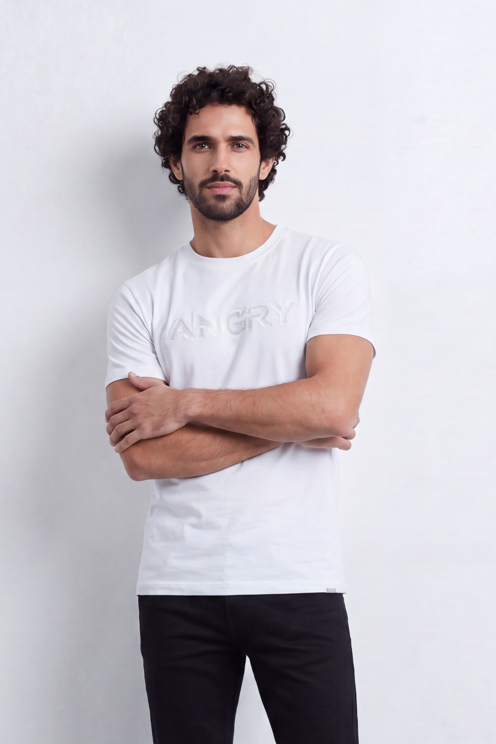 Men’s Tomato Store Quiet Rage T-Shirt Tonal Angry Chest Typography Sketch Fill Graphic Plain Dyed Surface Regular Fit Summer Melton