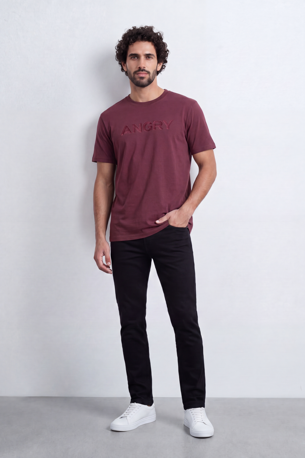 Men’s Tomato Store Quiet Rage T-Shirt Tonal Angry Chest Typography Sketch Fill Graphic Plain Dyed Surface Regular Fit Summer Melton