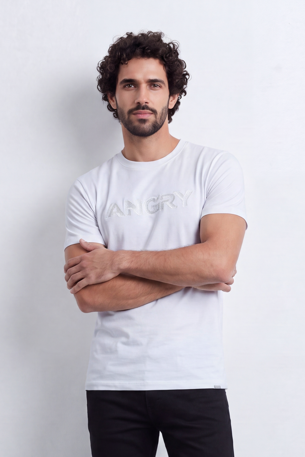 Men’s Tomato Store Quiet Rage T-Shirt Tonal Angry Chest Typography Sketch Fill Graphic Plain Dyed Surface Regular Fit Summer Melton