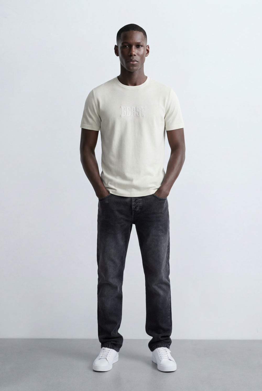 Men’s Tomato Store Embossed Logo Tee Tonal Front Detail Subtle Raised Text