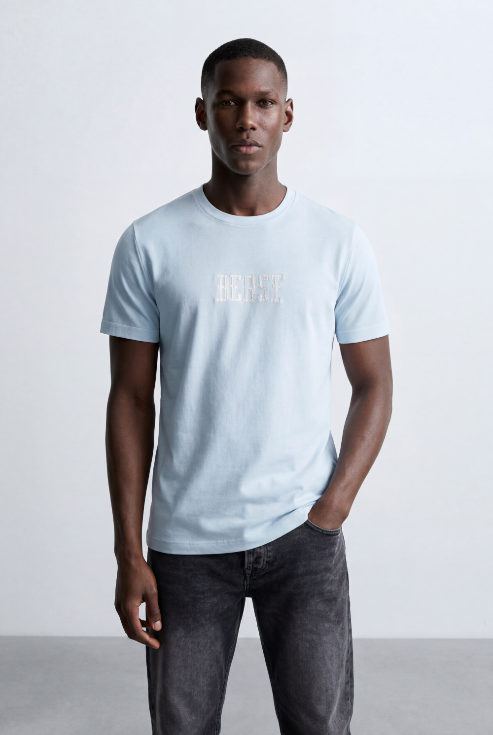 Men’s Tomato Store Embossed Logo Tee Tonal Front Detail Subtle Raised Text