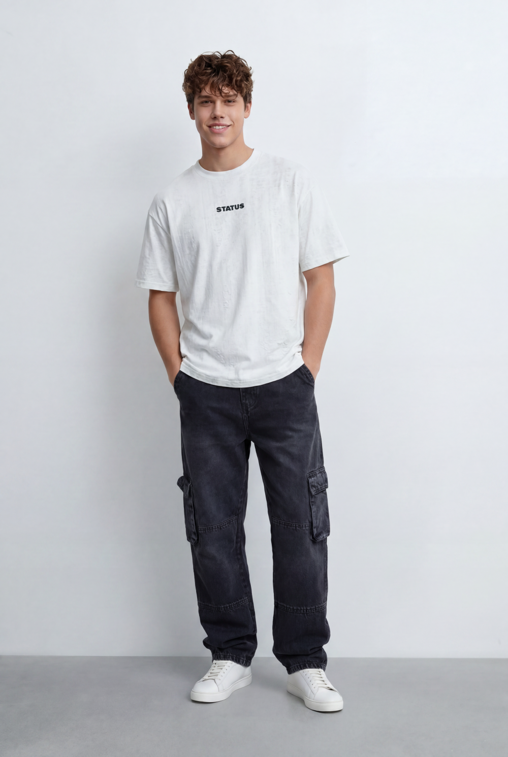Men’s Tomato Store Oversized T-Shirt Textured Finish Minimal Chest Print