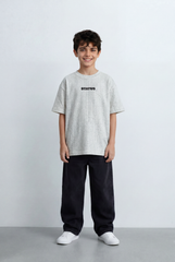 Boy’s Tomato Store Textured Oversized T-Shirt Tonal Crinkle Effect Minimal Chest Graphic