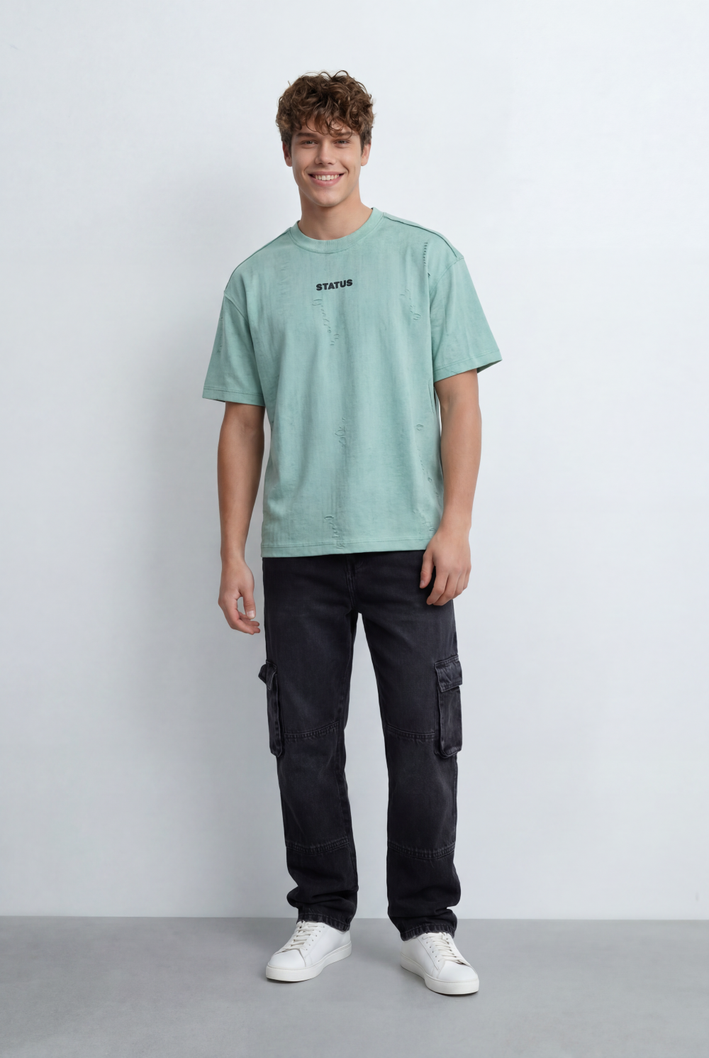 Men’s Tomato Store Oversized T-Shirt Textured Finish Minimal Chest Print
