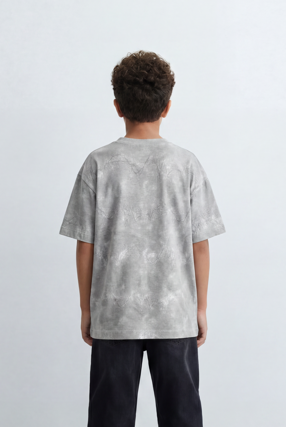 Boy's Tomato Store Cloud Wash Oversized T-Shirt Tonal Marble Fade Texture Relaxed Drop Shoulder Fit