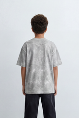 Boy's Tomato Store Cloud Wash Oversized T-Shirt Tonal Marble Fade Texture Relaxed Drop Shoulder Fit