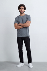 Men’s Tomato Store Melange Trim Relaxed Fit T-Shirt With Fine Marl Surface Contrast Cuff Band Detail Plain Front