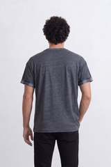 Men’s Tomato Store Melange Trim Relaxed Fit T-Shirt With Fine Marl Surface Contrast Cuff Band Detail Plain Front