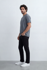 Men’s Tomato Store Melange Trim Relaxed Fit T-Shirt With Fine Marl Surface Contrast Cuff Band Detail Plain Front