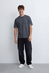 Men’s Tomato Store Basic T-Shirt With Contrast Sleeve Stripes