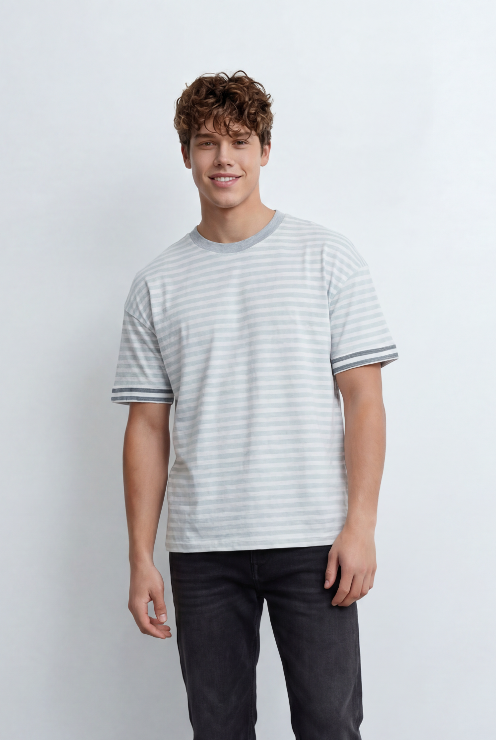Men’s Tomato Store Basic T-Shirt With Contrast Sleeve Stripes