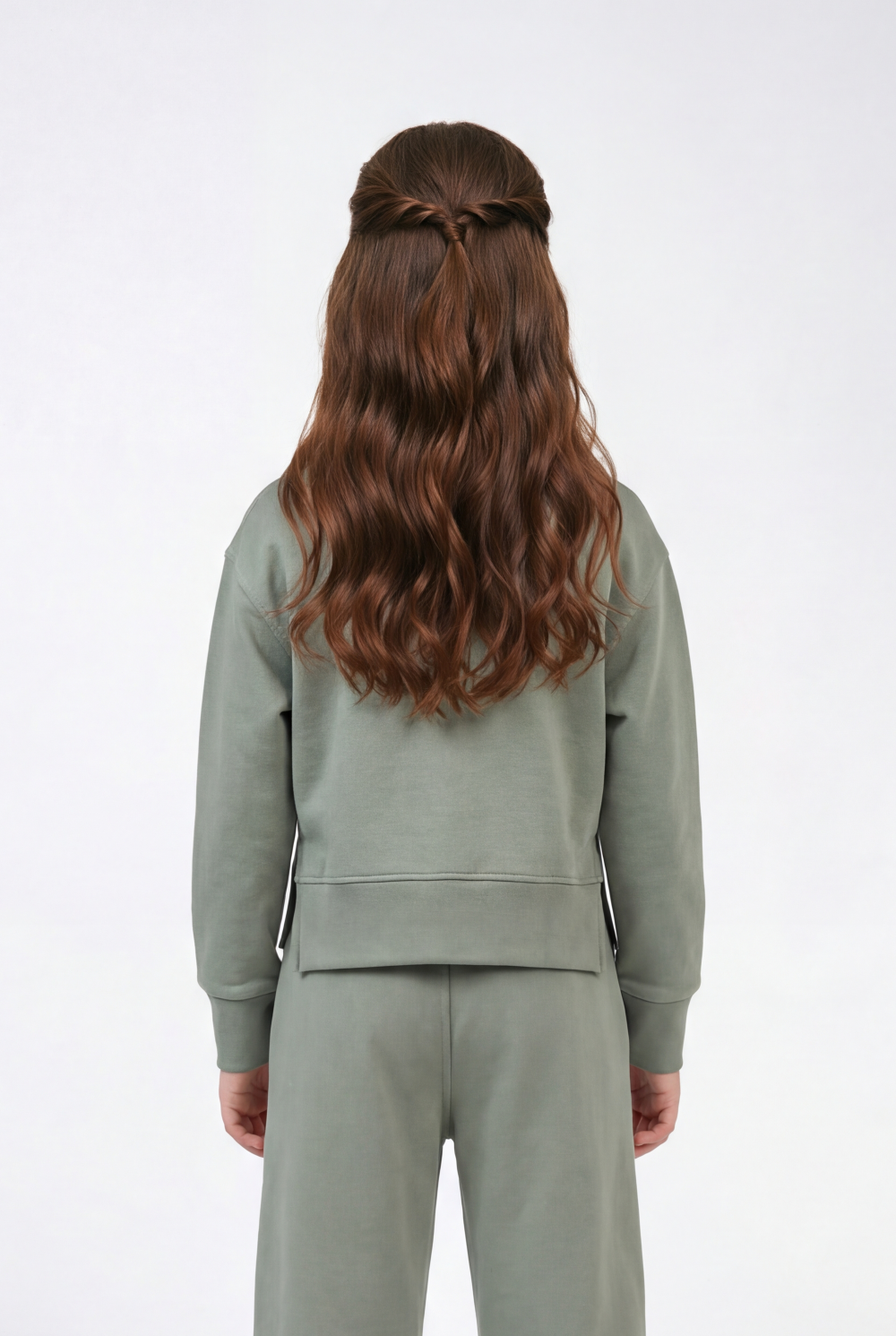 Girl’s Quarter Zip Funnel Neck Co-Ord Set Side-Slit Hem Comfortable Aesthetic Slim Fit Outfit