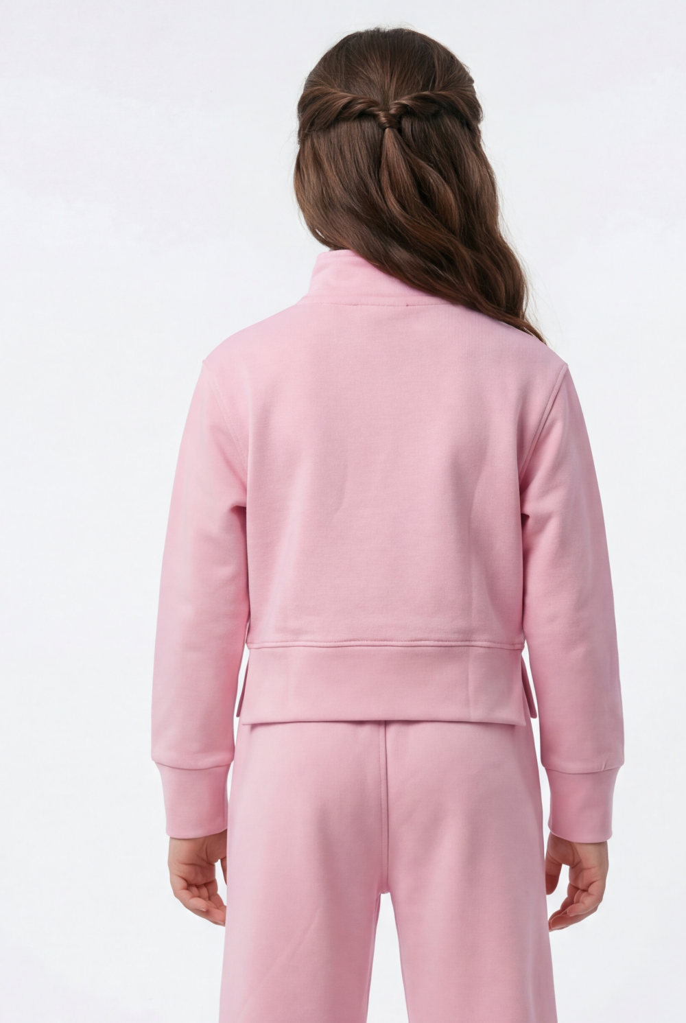 Girl’s Quarter Zip Funnel Neck Co-Ord Set Side-Slit Hem Comfortable Aesthetic Slim Fit Outfit