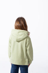 Girl's Crossover Hood Playful Embroidery Along Hem Asymmetrical Split Hem Provides Layered Look Slim Fit Sweatshirt