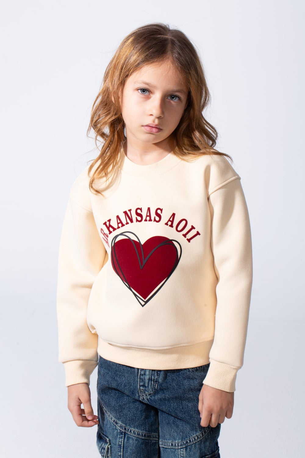Girl's Heart Graphic Tomato Store Slim Fit Sweatshirt Long Sleeves With Crew Neck