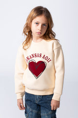 Girl's Heart Graphic Tomato Store Slim Fit Sweatshirt Long Sleeves With Crew Neck