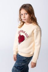 Girl's Heart Graphic Tomato Store Slim Fit Sweatshirt Long Sleeves With Crew Neck