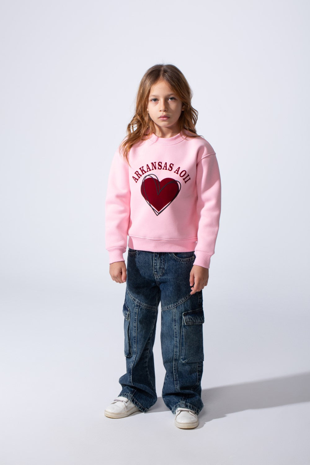 Girl's Heart Graphic Tomato Store Slim Fit Sweatshirt Long Sleeves With Crew Neck