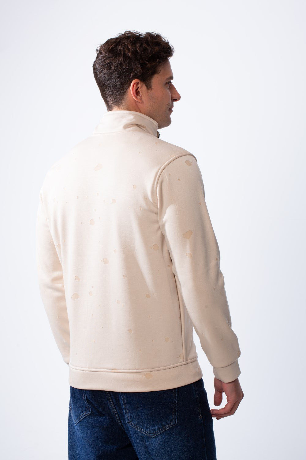 Men's Long Sleeves Half Zip With Paint Splatter Print High Collar Practical Slim Fit Perfect For Daily Wear Sweatshirt