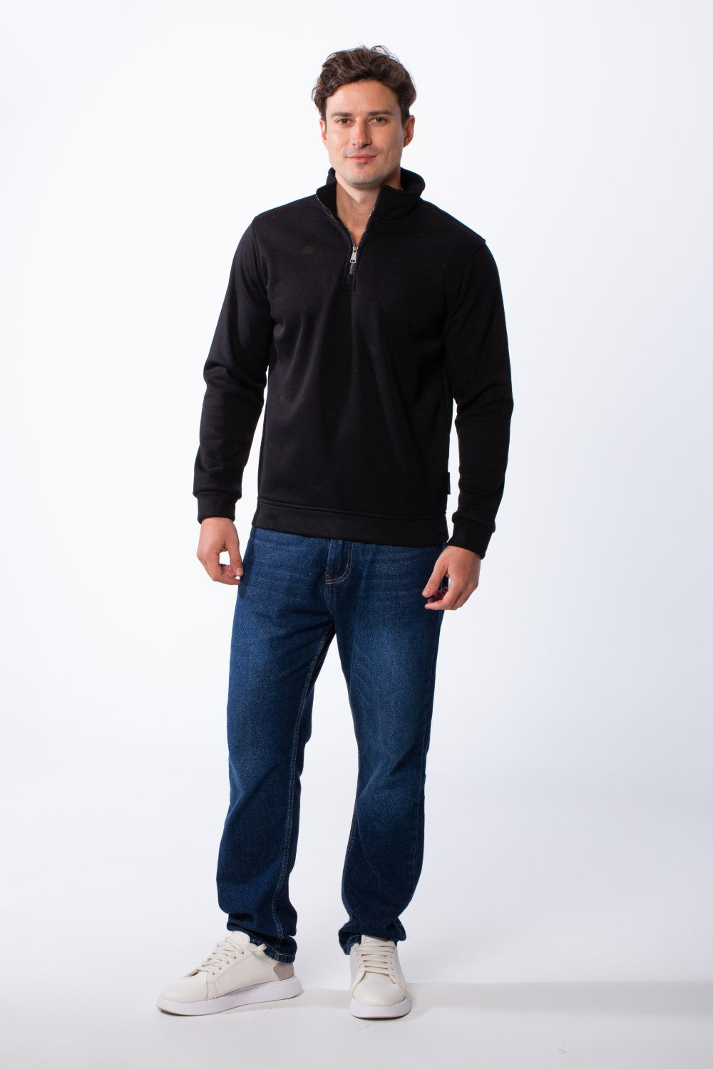 Men's Long Sleeves Half Zip With Paint Splatter Print High Collar Practical Slim Fit Perfect For Daily Wear Sweatshirt