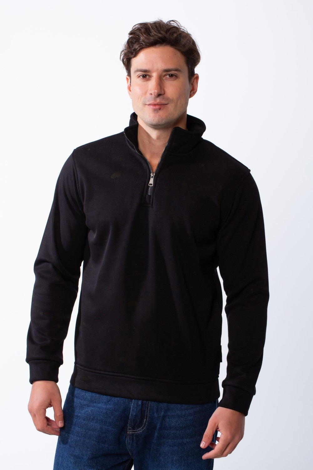Men's Long Sleeves Half Zip With Paint Splatter Print High Collar Practical Slim Fit Perfect For Daily Wear Sweatshirt