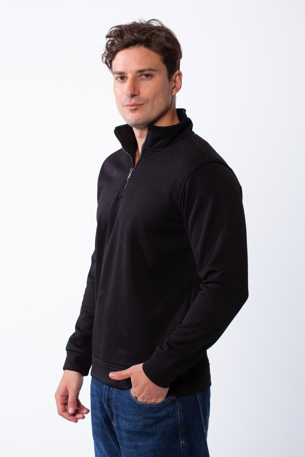Men's Long Sleeves Half Zip With Paint Splatter Print High Collar Practical Slim Fit Perfect For Daily Wear Sweatshirt
