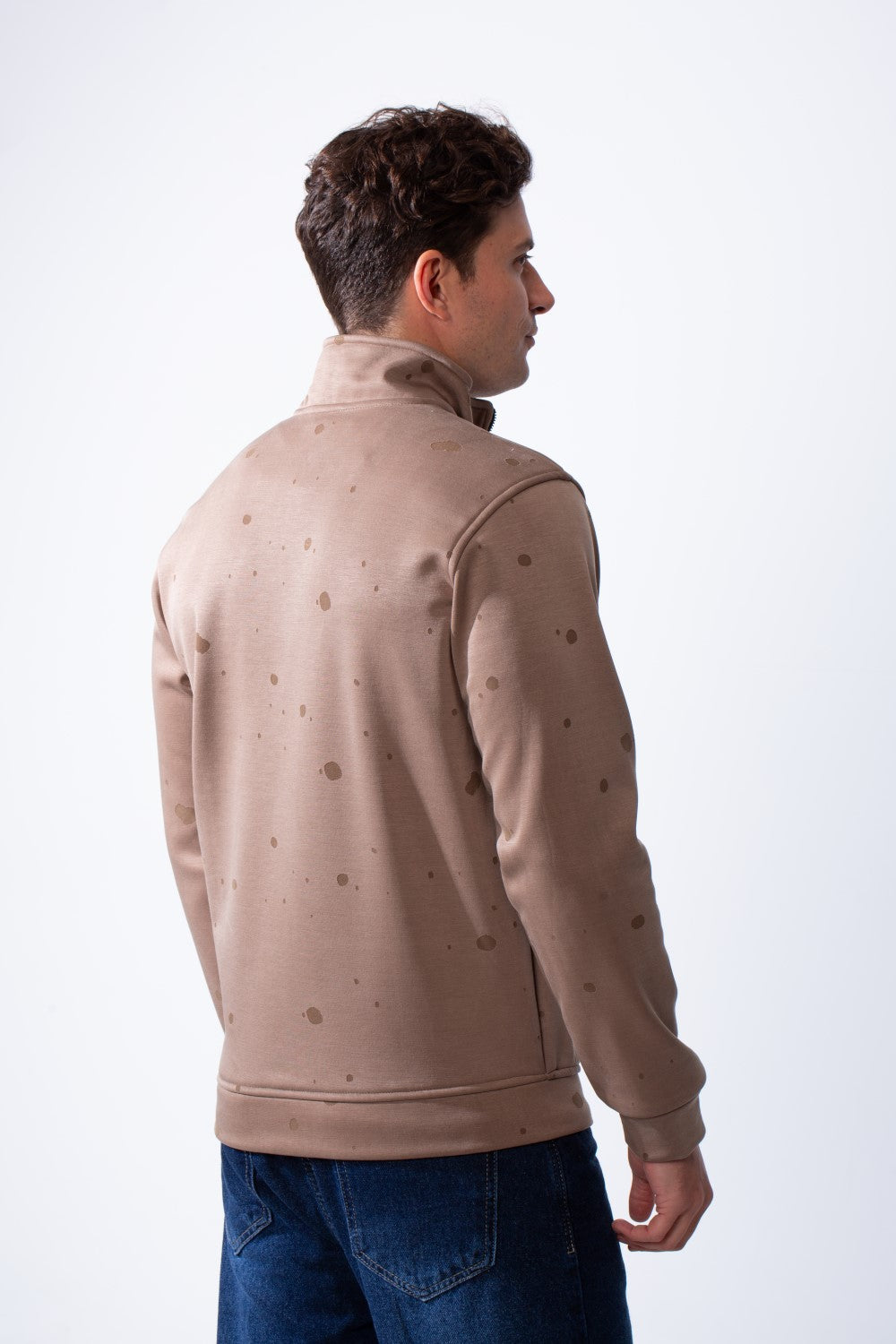 Men's Long Sleeves Half Zip With Paint Splatter Print High Collar Practical Slim Fit Perfect For Daily Wear Sweatshirt