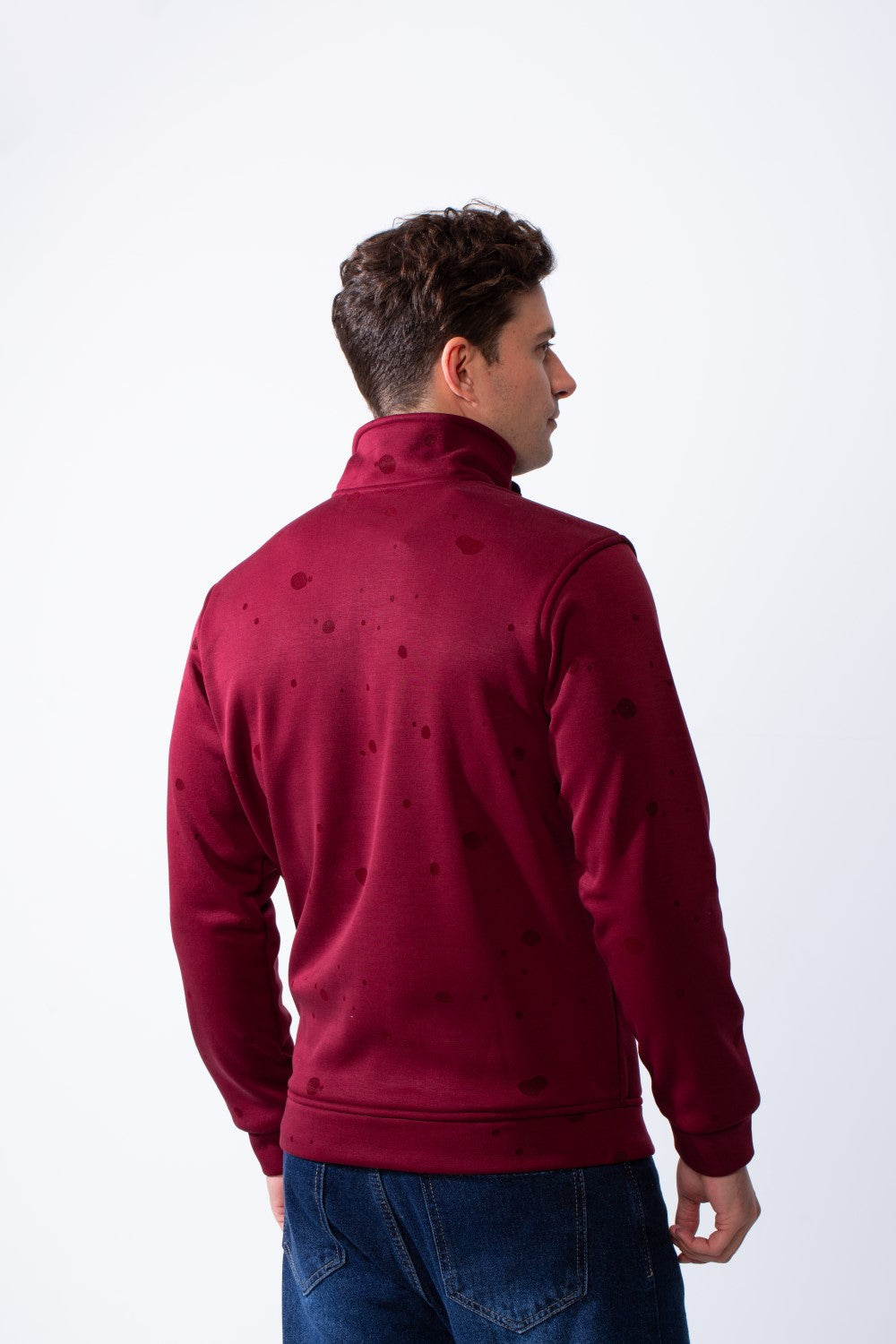 Men's Long Sleeves Half Zip With Paint Splatter Print High Collar Practical Slim Fit Perfect For Daily Wear Sweatshirt