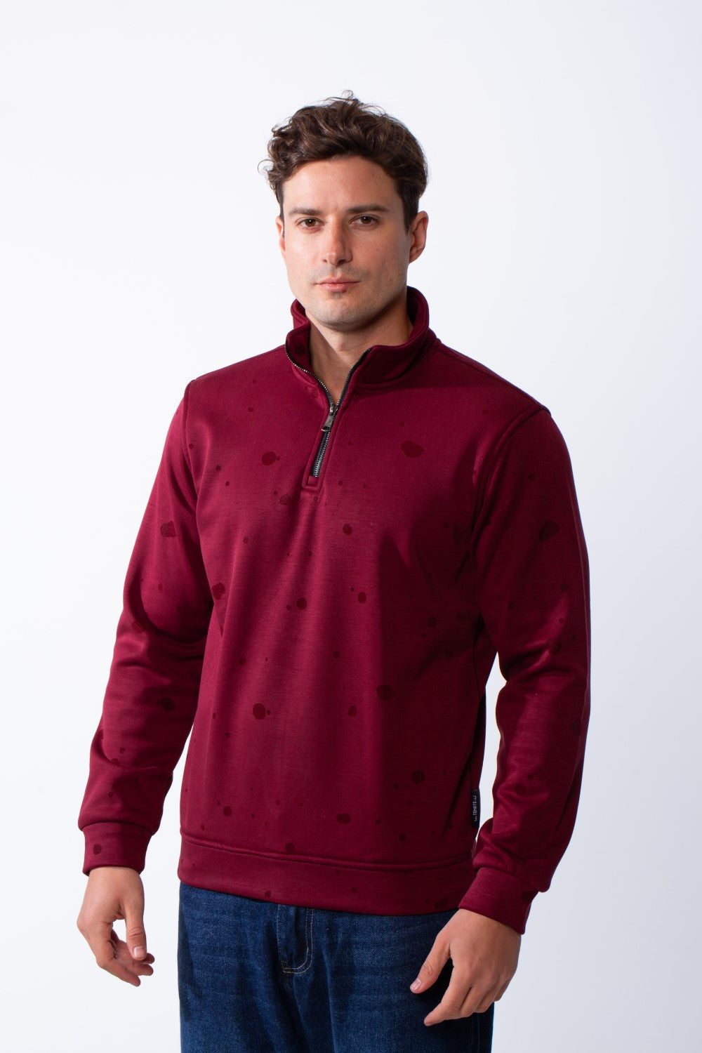 Men's Long Sleeves Half Zip With Paint Splatter Print High Collar Practical Slim Fit Perfect For Daily Wear Sweatshirt