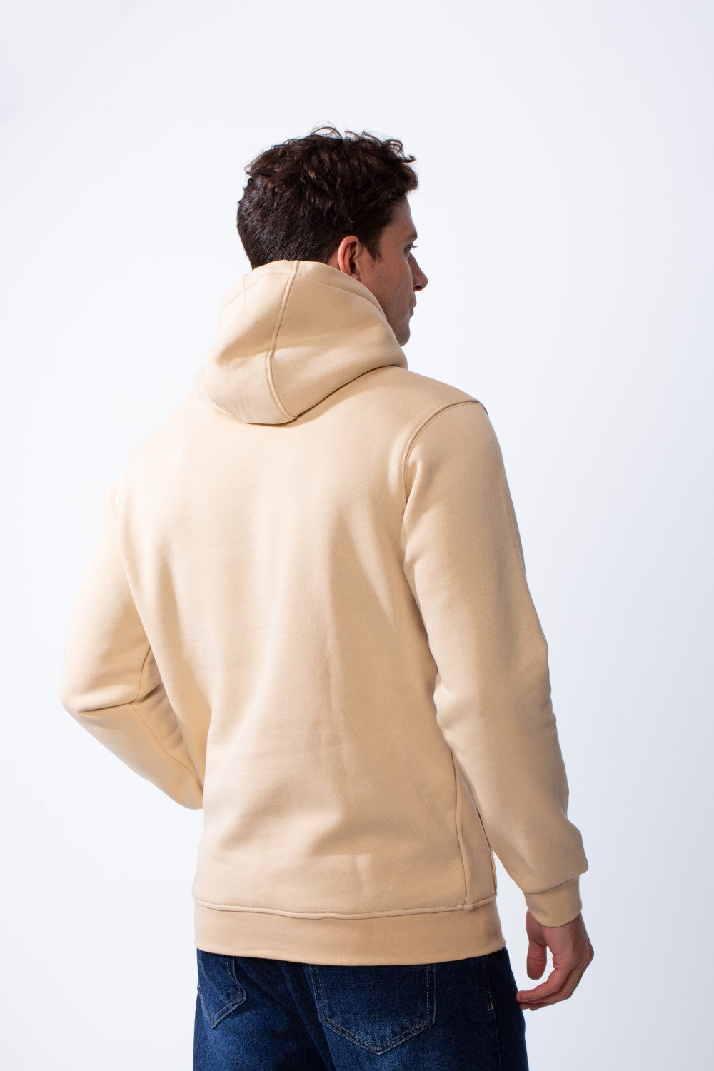 Men's Long Sleeves Metallic Front Bold Text Kangaroo Pockets Knit Melton Fabric Slim Fit Hood Sweatshirt