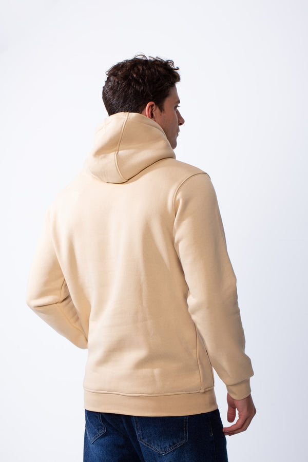 Men's Long Sleeves Metallic Front Bold Text Kangaroo Pockets Knit Melton Fabric Slim Fit Hood Sweatshirt