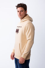 Men's Long Sleeves Kangaroo Pockets Detailed With Graphic Print And Text Everyday Style Melton slim Fit Sweatshirt