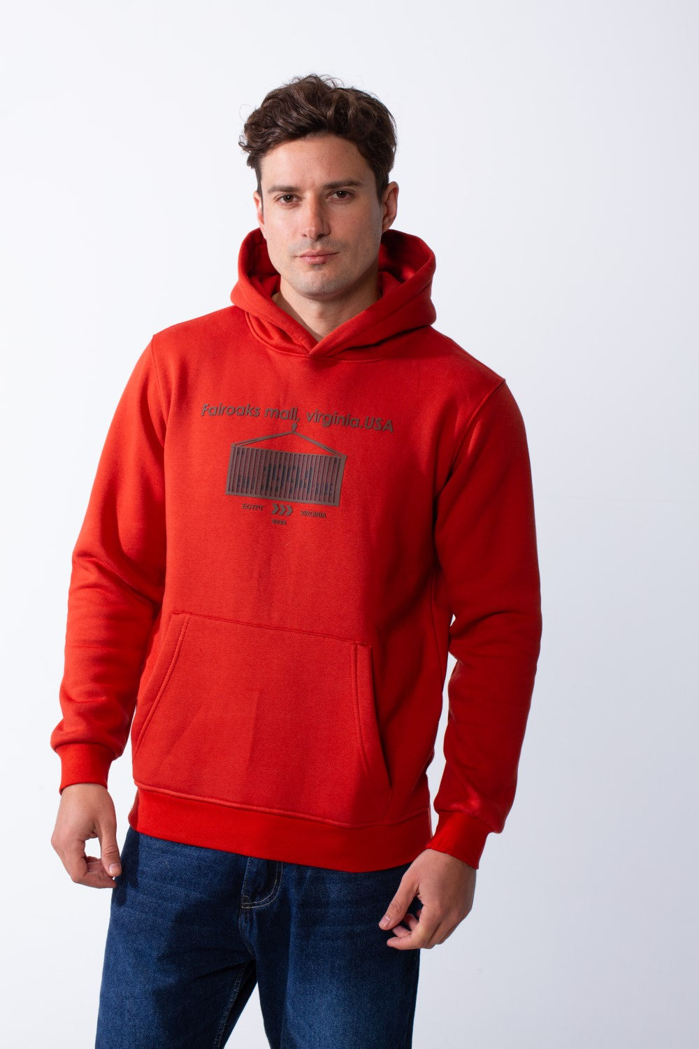 Men's Long Sleeves Kangaroo Pockets Detailed With Graphic Print And Text Everyday Style Melton slim Fit Sweatshirt