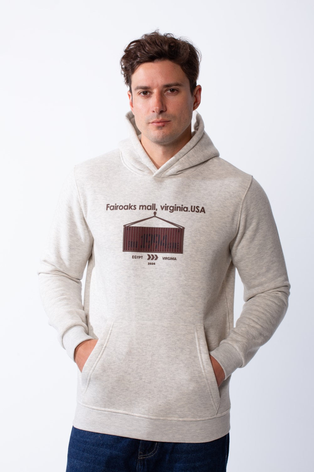Men's Long Sleeves Kangaroo Pockets Detailed With Graphic Print And Text Everyday Style Melton slim Fit Sweatshirt