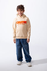 Boy's Slim Fit Melton Creative Print Hooded Sweatshirt