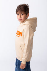 Boy's Slim Fit Melton Creative Print Hooded Sweatshirt