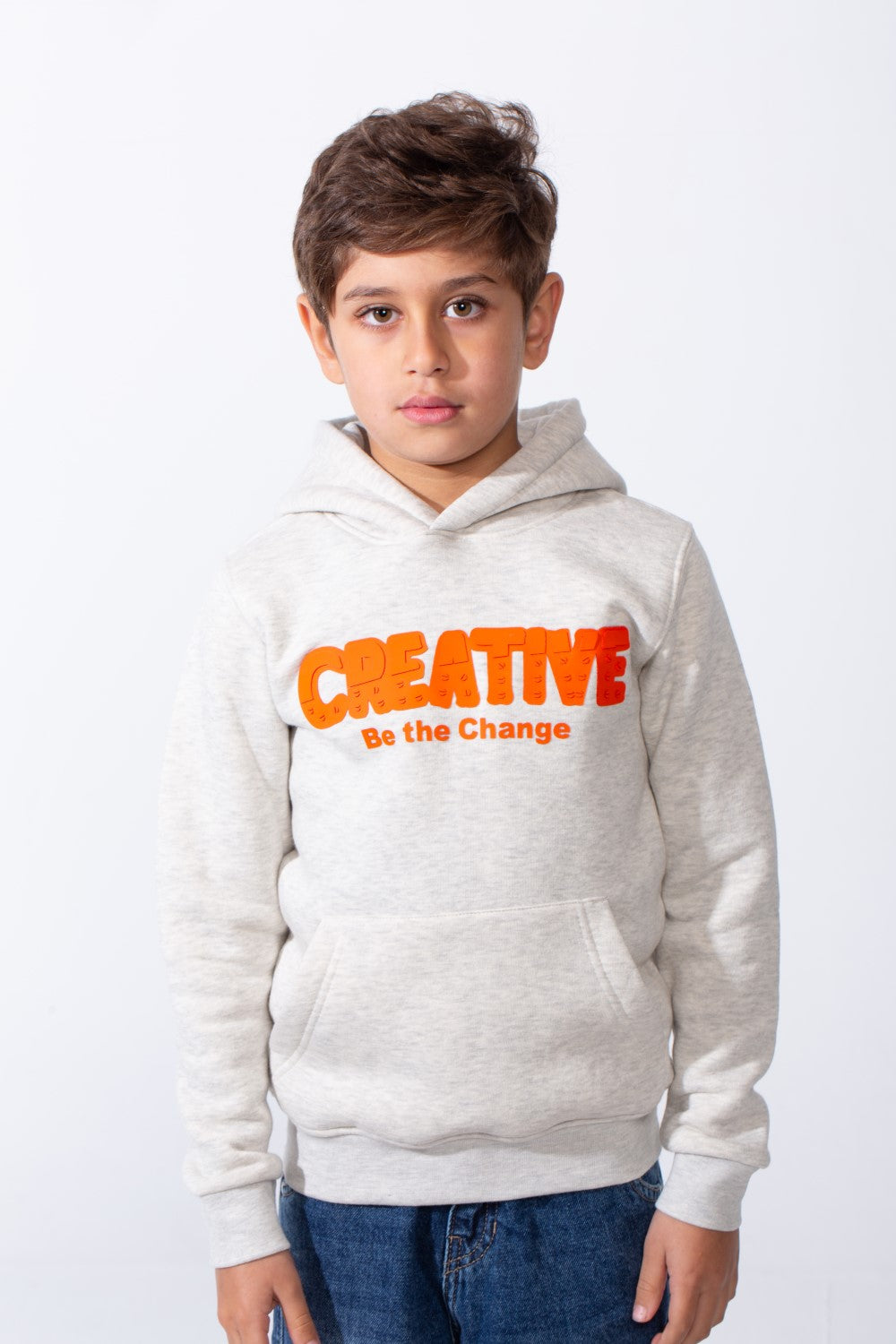 Boy's Slim Fit Melton Creative Print Hooded Sweatshirt