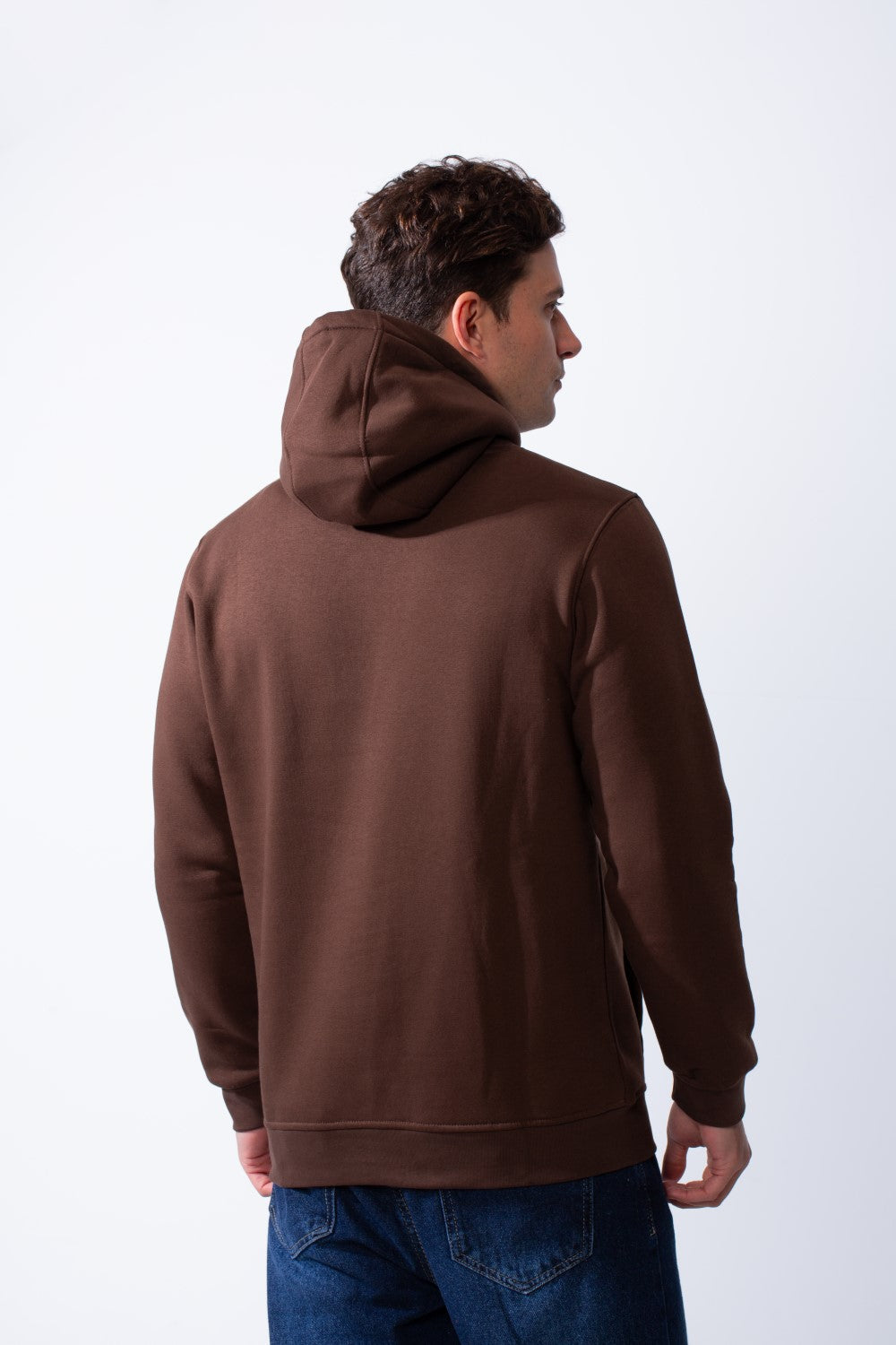 Men's Kangaroo Pockets Practical Hood Design Long Sleeve Bold Text Print Knit Melton Fabric Slim Fit Sweatshirt