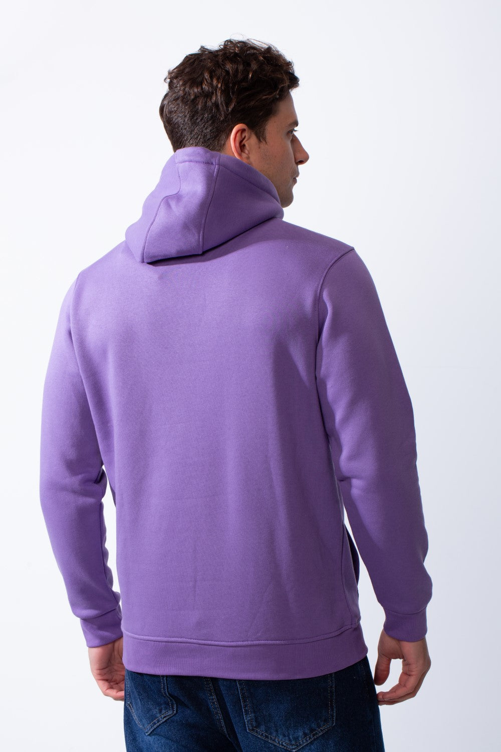 Men's Kangaroo Pockets Practical Hood Design Long Sleeve Bold Text Print Knit Melton Fabric Slim Fit Sweatshirt