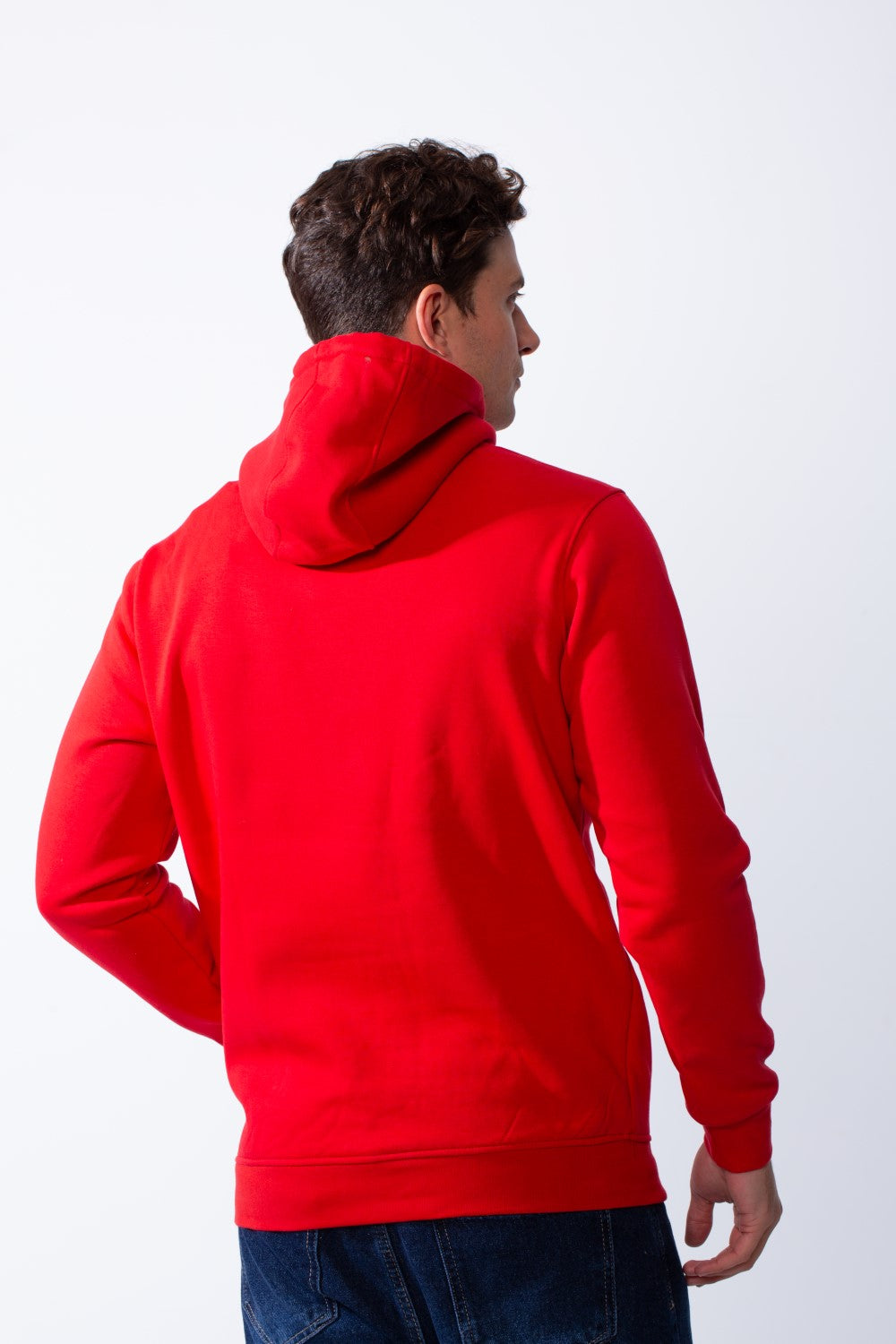 Men's Kangaroo Pockets Practical Hood Design Long Sleeve Bold Text Print Knit Melton Fabric Slim Fit Sweatshirt