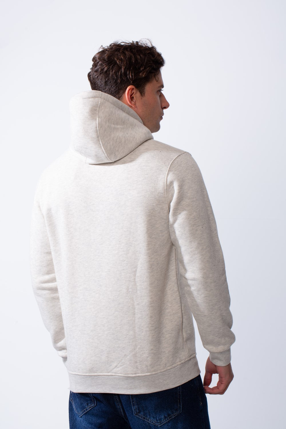 Men's Kangaroo Pockets Practical Hood Design Long Sleeve Bold Text Print Knit Melton Fabric Slim Fit Sweatshirt