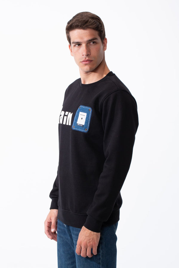 Men's Long Sleeves With Bold Front Text Crew Neck Slim Fit Cozy Sweatshirt